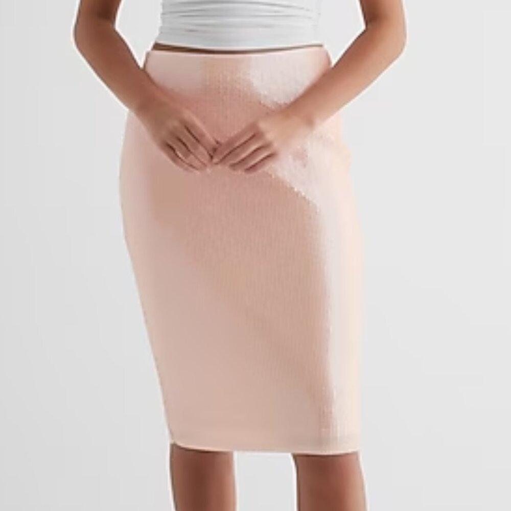 Super High Waisted Sequin Midi Pencil Skirt